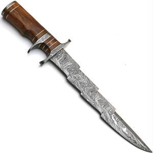 Cuchillo Bowie de Hoja Fija Industrial para Camping DIY de Iron Crown Forge, Acero de Damasco, Espalda Recta, 3mm de Grosor, Mango de Madera, OEM - Product Image 1