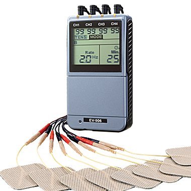 EV-906 4-Channel TENS & EMS Machine with 8 Modes for Pain Relief and Muscle Strengthening Physical Therapy Equipment