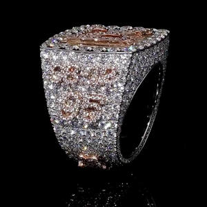 Unisex Iced Out Baguette & Round Cut Moissanite Diamond <b>925</b> Sterling <b>Silver</b> Hip Hop Style Cluster <b>Ring</b> <b>with</b> Custom Letter X <b>Ring</b> - Product Image 5