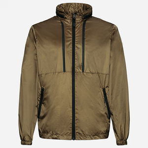 Custom Autumn Starter Front Pocket Vintage Hood <b>Jacket</b> Light Weight Waterproof Windbreaker <b>Zip</b> <b>Up</b> <b>Jacket</b> For Men's Breathable - Product Image 3