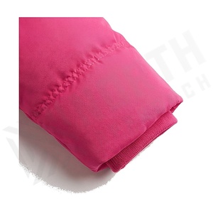 เสื้อแจ็คเก็ตฤดูหนาวสีชมพูแบบมีฮู้ด แต่งขนเฟอร์ แขนยาว กันลม ผ้าโพลีเอสเตอร์หนา ปิดด้วยซิป ความยาวสั้น - Product Image 6