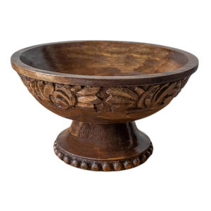 Bol à fruits à salade en bois de mangue fini noyer style moderne artistique durable présentoir de souvenirs de stockage de table personnalisé - Product Image 6