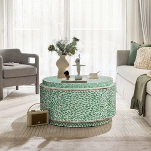 Table basse en os incrusté de designer, mobilier artistique, pièce maîtresse de luxe, design contemporain et élégant pour salon, décoration intérieure. - Product Image 1