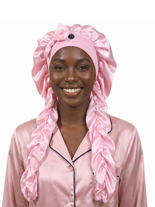 Heatless Curl Satin <b>Bonnet</b> for Sleeping, No Slip Sleep <b>Bonnet</b> with Long Curling Ribbons for Braids & Long Hair - Product Image 3