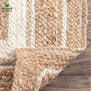 Tapis rectangulaires rustiques tressés à la main 120 cm x 180 cm en jute durable, personnalisables pour bureau et salle de jeux - Product Image 4