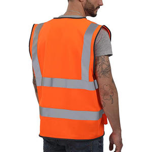 Chaleco de Seguridad Reflectante de Alta Visibilidad, Color Naranja, Poliéster, Cierre Frontal con Cremallera, Chaleco de Advertencia de Alta Visibilidad para Construcción - Product Image 5