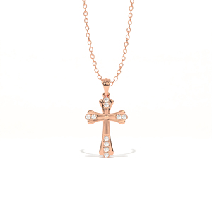 Colgante de Cruz Chapado en Oro de 9K con Diamante Cultivado en Laboratorio Aarinya, Corte Brillante Redondo con Engaste de Bisel, Joyería Religiosa Unisex para Bodas y Fiestas - Product Image 3