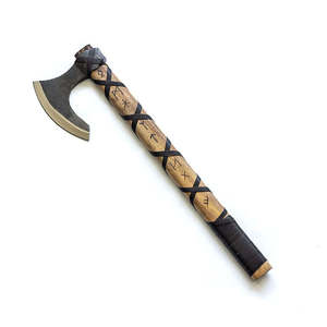 Hacha de Batalla Vikinga de Acero al Carbono Forjada a Mano al por Mayor, Hacha Medieval Personalizada con Barba, para Supervivencia Industrial, al Aire Libre y Camping - Product Image 1