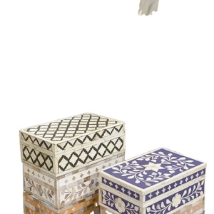 Boîte à bijoux en incrustation de nacre faite à la main de qualité supérieure avec incrustation d'os pour une décoration intérieure élégante et une organisation de bijoux fonctionnelle - Product Image 1