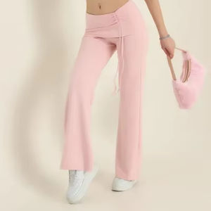 Pantalon cargo décontracté à taille haute avec poches latérales à rabat, pantalon de jogging pour femme, idéal pour l'entraînement et la course à pied - Product Image 1