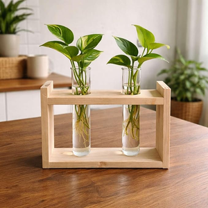 Wooden Art <b>Deco</b> 3-Hole Test Tube Vase Holder Stand Glass Tubes Eco-Friendly Handmade Wall Decorative Centerpiece for Weddings - Product Image 6