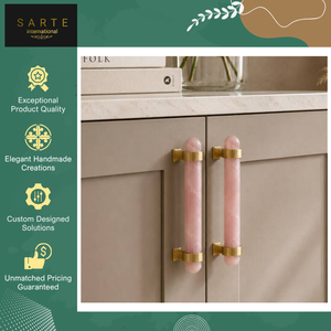 Meilleurs accessoires de décoration pour la maison, poignées de meubles en marbre écologiques de luxe, supports en laiton brossé, poignées de tiroir faites à la main - Product Image 5