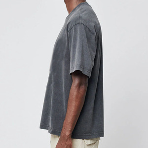 T-shirt gris oversize à col rond et manches courtes pour homme, 100 % coton jersey, coupe décontractée, couleur unie, design épuré - Product Image 6