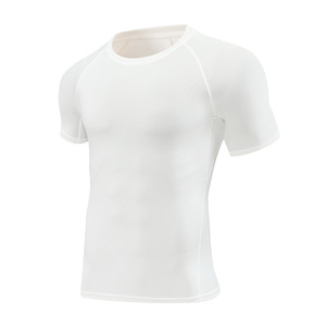 T-shirt de compression à coutures plates 3D haute performance en tissu tricoté 220g, design vierge, pour le sport et le fitness, vente en gros - Product Image 1