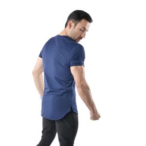 <b>Men</b> Navy Blue <b>Curved</b> <b>Hem</b> <b>T</b> <b>Shirt</b> Short Sleeve Crew Neck Casual Slim Fit Lightweight Blank Custom Apparel Manufacturer Factory - Product Image 6