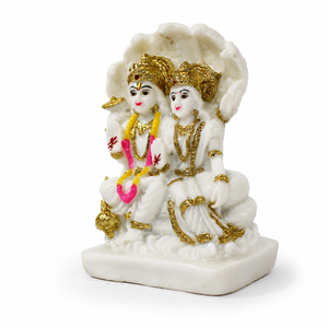 Statue artisanale en résine Art Déco du Dieu Krishna et de la déesse Radha, figurine décorative traditionnelle rectangulaire HOME GENIE pour présentation sur table - Product Image 3