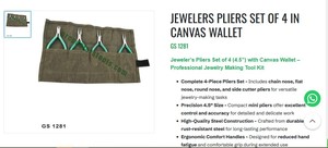 Ensemble de pinces à bijoux 4 pièces 45 pouces avec étui en toile, kit d'outils pour la fabrication de bijoux, outils manuels |   Numéro d'article GS-1281 - Product Image 3