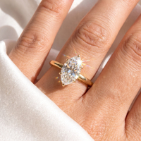 Bague de fiançailles solitaire en or jaune 18 carats avec diamant de laboratoire CVD taille marquise, nouveau design, bijoux fins, vente chaude