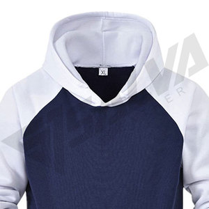 <b>Men's</b> Navy White Hooded Tracksuit Set Color Blocking Knitted Sweatshirt And <b>Pants</b> With Drawstring Autumn Wear - Product Image 3