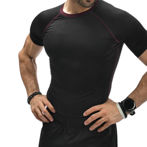 Men's Custom <b>Black</b> Compression Tee Shirt Ultra <b>Tight</b> Second Skin Quick Dry 75% Polyester 25% Spandex Gym Training Sports <b>Top</b> OEM - Product Image 3