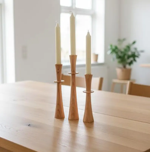 Juego de 3 portavelas de madera, estilo candelabro, para velas de columna - Product Image 1