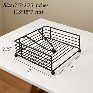 Porte-serviettes carré en fonte noire avec distributeur d'anneaux, décoration de table durable - Product Image 1