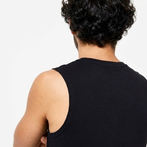 Men's <b>Black</b> Sleeveless <b>Tank</b> <b>Top</b> O-Neck Solid Color Casual Wear <b>Knitted</b> Fabric - Product Image 3
