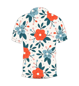 Camisa polo con estampado floral en azul, naranja y blanco para hombre, camiseta informal de manga corta a la moda de verano - Product Image 2