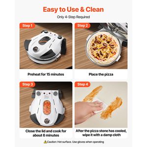 Forno Elettrico per Pizza da 1200W con 12 Modalità di Controllo della Temperatura, Pietra Refrattaria in Cordierite, Visualizzazione della Temperatura a 5 Livelli, 12 Modalità di Cottura - Product Image 2