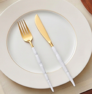 Modern Gold Flatware <b>Set</b> With Ceramic Handles Dishwasher Safe Spoon <b>Knife</b> <b>Fork</b> <b>Set</b> Wedding Tableware Cutlery - Product Image 5
