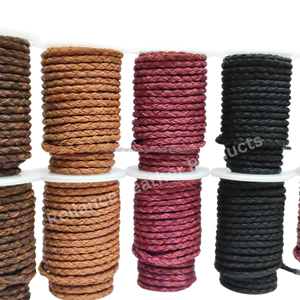 Kanpur Factory 12-Ply Round Braided Leather Cord Premium Full Grain Bovine Cording - Product Image 2