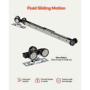 Kit Ferramenta per Porta Scorrevole Singola a 5 Pannelli in Vetro Satinato 36'' x 80'' - Porta Scorrevole a Scomparsa Robusta in Legno Massello e MDF - Product Image 4