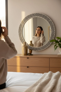 Modern Design Hand-<b>Crafted</b> Bone and Mother Pearl Inlaid <b>Mirror</b> Frame Stylish Wall Decoration for Home Hotel Restaurant <b>Mirrors</b> - Product Image 4