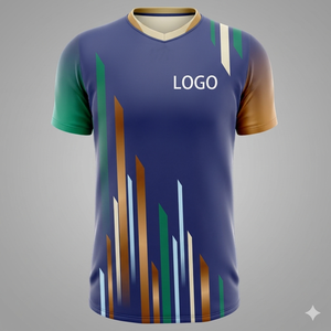 Maillot de football personnalisé pour homme, sublimation, logo d'équipe, 38, noir, bleu, blanc, col rond, manches courtes, coupe athlétique, toutes saisons - Product Image 6
