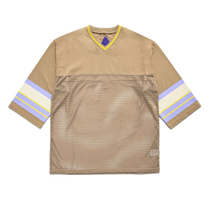 เสื้อเบสบอลคอวีผ้าตาข่าย แขนสามส่วน ลายทาง ระบายอากาศได้ดี น้ำหนักเบา เสื้อผ้ากีฬาสำหรับผู้ใหญ่ แบบ unisex - Product Image 1