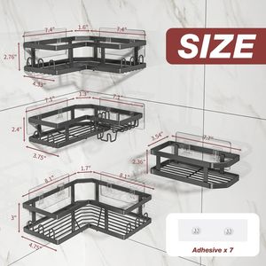 Organizzatore adesivo nero per doccia, porta sapone angolare senza foratura, mensole antiruggine, set da 4 pezzi per dormitorio o uso domestico - Product Image 2