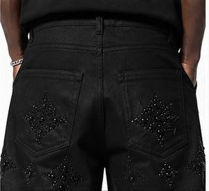 Shorts en jean déchiré délavé à l'acide pour hommes, personnalisables avec logo brodé et strass, taille élastique, écologiques et respirants, vente en gros - Product Image 4