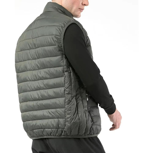 Chaleco Acolchado de Lana Gris para Hombre, con Cuello Alto, Cierre de Cremallera, Largo Regular, Color Sólido, Resistente al Viento, Estilo Invernal - Product Image 5