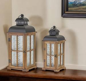 Art Empire Exports - Portavelas de Madera Natural con Paneles de Vidrio, Hecho a Mano, Estilo Rústico, 1 Color, Decoración para el Hogar, Navidad - Product Image 2