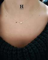 Collar con Colgante de Diamante Solitario en Oro de 14K con Certificado IGI |   Colgante Flotante con Diamante Cultivado en Laboratorio, Corte Brillante Redondo, para Mujer |   W