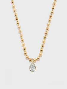 จี้เพชรทรงหยดน้ำ 2 กะรัต เพาะเลี้ยงในห้องปฏิบัติการ พร้อมสร้อยคอทอง 14K ชุบทอง ประดับเพชรเม็ดเดี่ยวทรงหยดน้ำ ความยาว 17 นิ้ว พร้อมสร้อยลูกปัดแบบซ้อนชั้น  IGI - Product Image 4