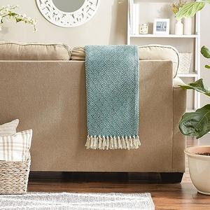 Modern Chevron Pattern Throw <b>Blanket</b> 50x60 Soft Wool Cotton Handloomed Recycled Knitted Woven <b>Bed</b> Sofa Decorative Home - Product Image 2