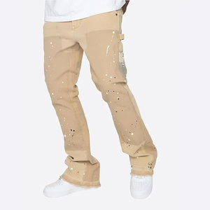 Jeans de mezclilla para hombre, estilo vintage, de alta calidad, ajustados, rasgados, con dobladillo sin rematar y corte acampanado, al por mayor. - Product Image 1