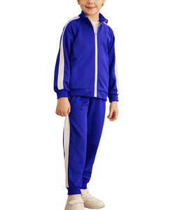 Ensemble uniforme scolaire en tricot polyester bleu et blanc pour garçons, tenue d'école primaire - Product Image 1