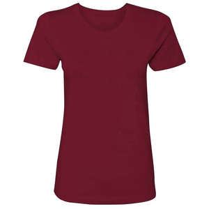 Camiseta de Algodón de Manga Corta con Cuello Redondo Roja para Mujer, Corte Regular, Color Sólido, Tejido Jersey Informal, Transpirable, para Todas las Temporadas - Product Image 6