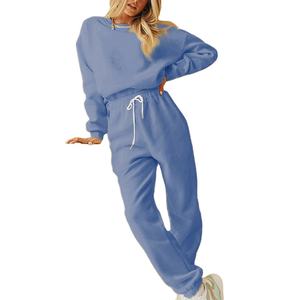 Dernière conception de haute qualité décontracté dame survêtement ample col rond pull 2 pièces costume surdimensionné Simples survêtement femmes ensembles 2026 - Product Image 5