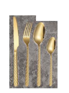 Juego de Cubiertos de Lujo en Oro, Cuchara, Tenedor y Cuchillo de Acero Inoxidable con Acabado Espejo, Aptos para Lavavajillas, Diseño Europeo, para Bodas, Catering y Hoteles - Product Image 2