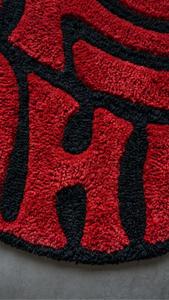 Tapis tufté à la main antidérapant en laine rouge et noire unique, tapis décoratif moderne pour salon et chambre à coucher - Product Image 3