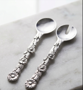 Uniquely Designed Floral Salad Server Antique Silver With Floral Embossed Handle for <b>Gift</b> <b>Hamper</b> Housewarming Restaurant - Product Image 3