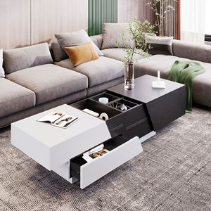 Modern Extendable Sliding Top <b>Coffee</b> <b>Table</b> with Storage Contemporary Furniture for Home Use - Product Image 3